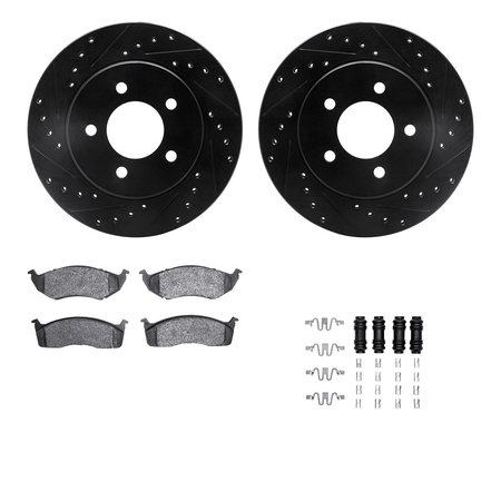 DYNAMIC FRICTION CO 8512-40293, Rotors-Drilled and Slotted-Black w/ 5000 Advanced Brake Pads incl. Hardware, Zinc Coated 8512-40293
